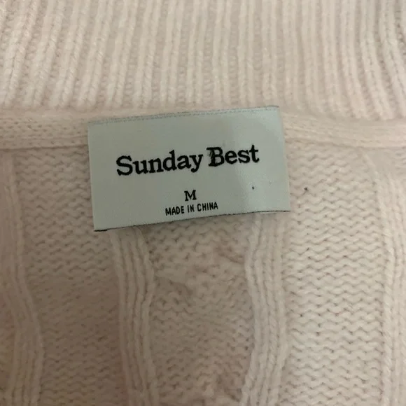Sunday Best V-Neck Cable Knit Sweater in blush pink Medium Scandi Girl cozy - Picture 6 of 10